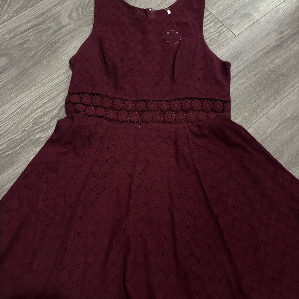 Free People  Lace Deep Burgundy Mini Dress